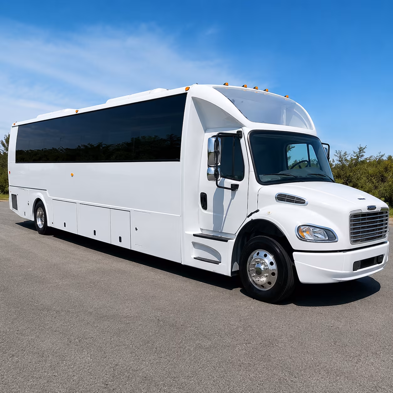 Group beside a Mercedes Sprinter limo in Las Cruces