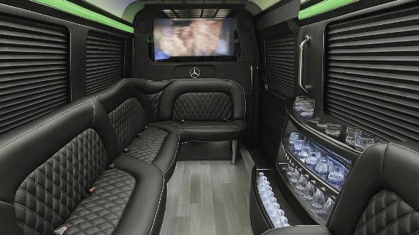 Interior of Charter Bus Company Tucson's 14 Passenger Sprinter Limousine in Tucson