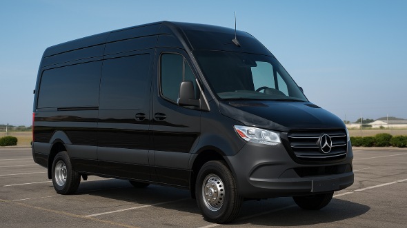 Exterior of Charter Bus Company Lubbock's 14 Passenger Sprinter Limousine in Lubbock