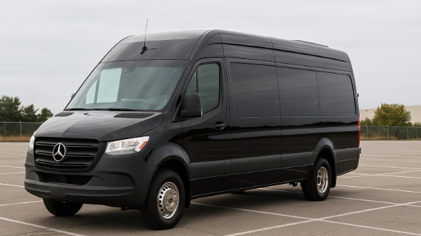 Exterior of Charter Bus Company Mesa's 14 Passenger Sprinter Limousine in Mesa
