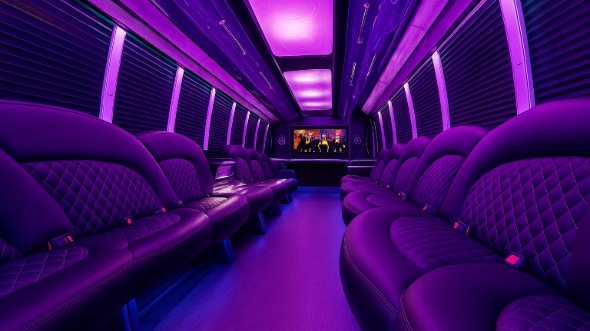 Interior of Charter Bus Company El Paso's 25 Passenger Party Bus in El Paso
