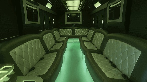 Interior of Charter Bus Company Glendale's 28 Passenger Party Bus in Glendale