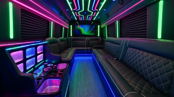 Interior of Charter Bus Company El Paso's 30 Passenger Party Bus in El Paso