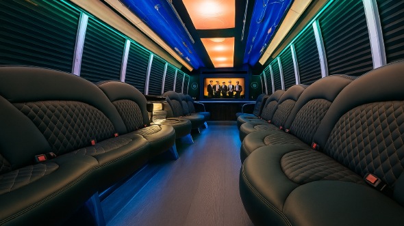 Interior of Charter Bus Company Mesa's 30 Passenger Party Bus in Mesa