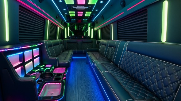 Interior of Charter Bus Company Tucson's 30 Passenger Party Bus in Tucson
