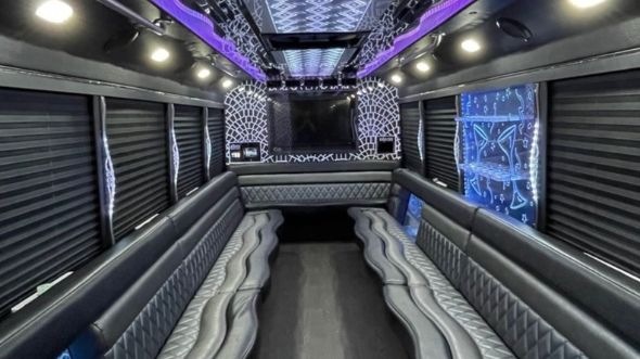 Interior of Charter Bus Company El Paso's 50 Passenger Party Bus in El Paso