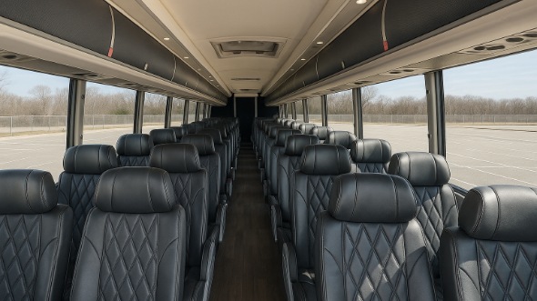 Interior of Charter Bus Company Las Cruces's 56 Passenger Charter Bus in Las Cruces